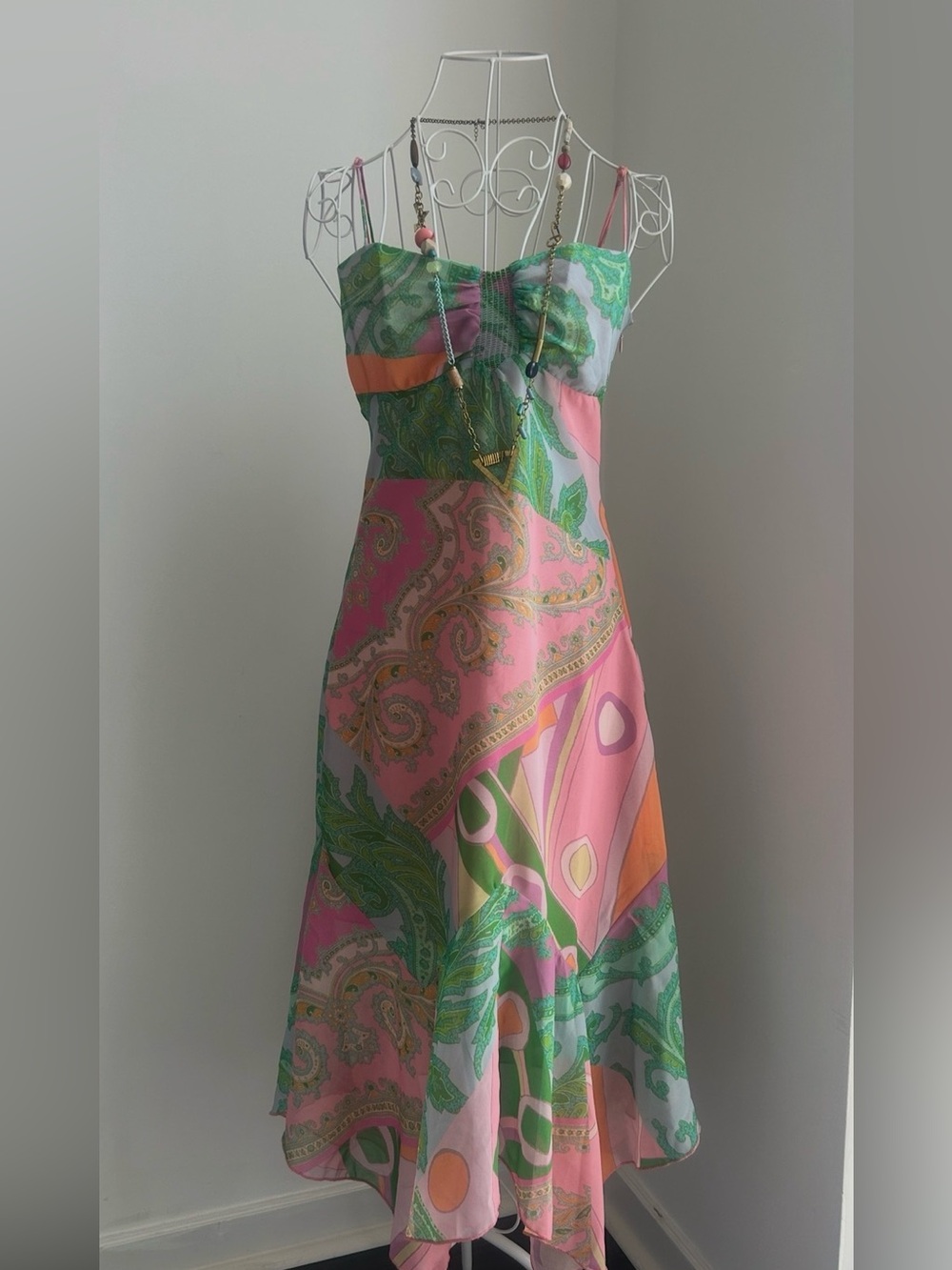 Urban Outfitters Paisley Y2K Fairycore Asymmetric Hem Midi Slip Dress/ Size S